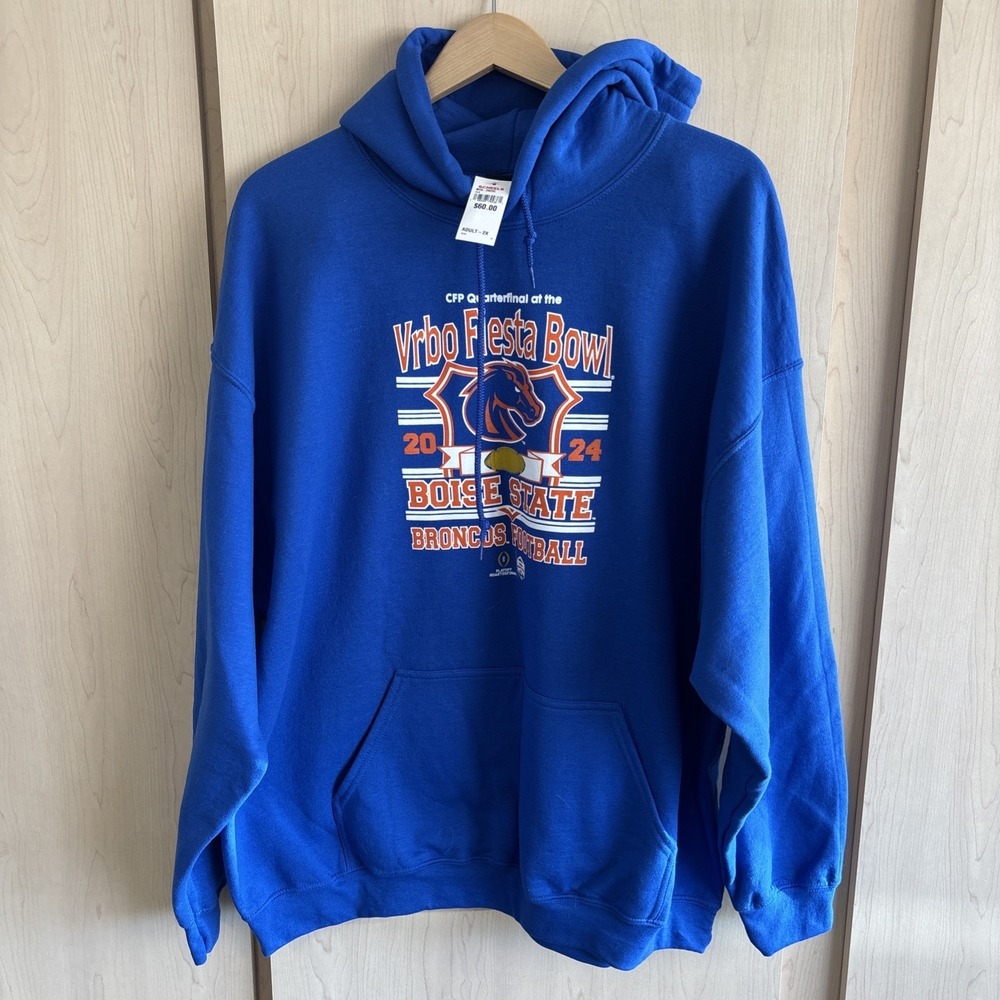 New Blue 84 Boise State Broncos‎ 2024 VRBO Fiesta Bowl Hoodie Blue Mens 2XL XXL